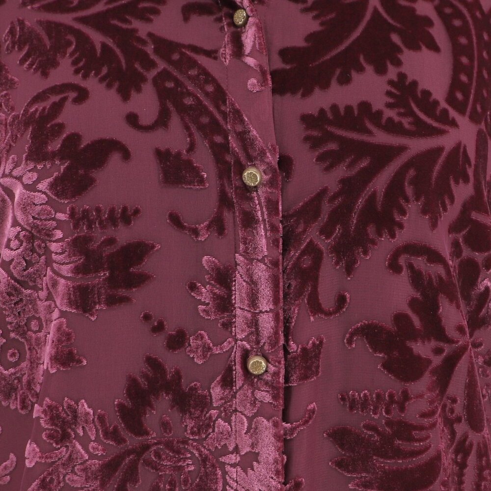 NWT SOFT SURROUNDINGS Floreat Velvet Shirt Purple Wine Size L - Picture 7 of 10